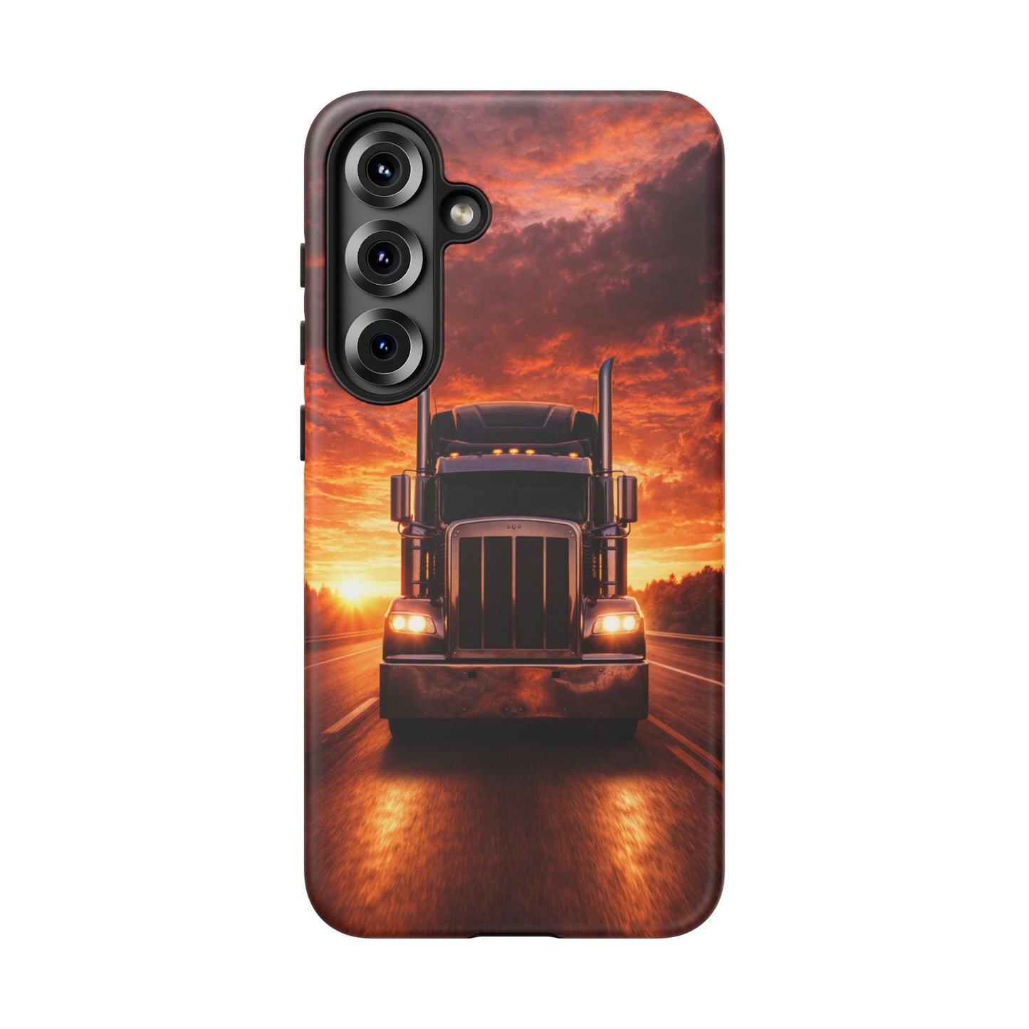 Big Rig Truck Phone Case Sunset Highway Semi Truck iPhone Samsung Cover