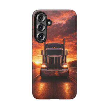 Big Rig Truck Phone Case Sunset Highway Semi Truck iPhone Samsung Cover