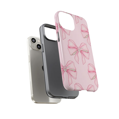Pink Bow Pattern Phone Case | Coquette Aesthetic Tough Protective Case