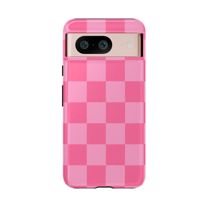 Pink Checkerboard Phone Case | Cute Aesthetic Checkered iPhone & Samsung Tough Case