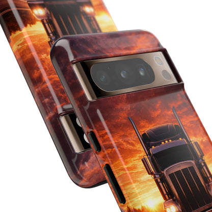 Big Rig Truck Phone Case Sunset Highway Semi Truck iPhone Samsung Cover