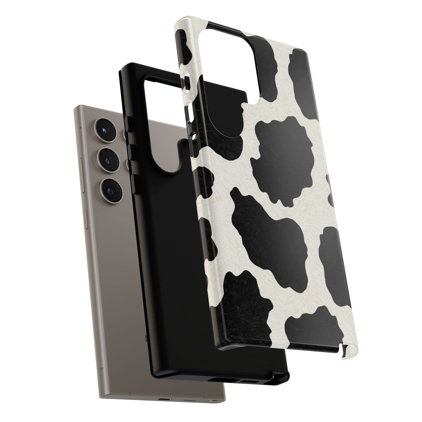 Black & White Cow Print Phone Case | Western Aesthetic iPhone & Samsung Tough Case