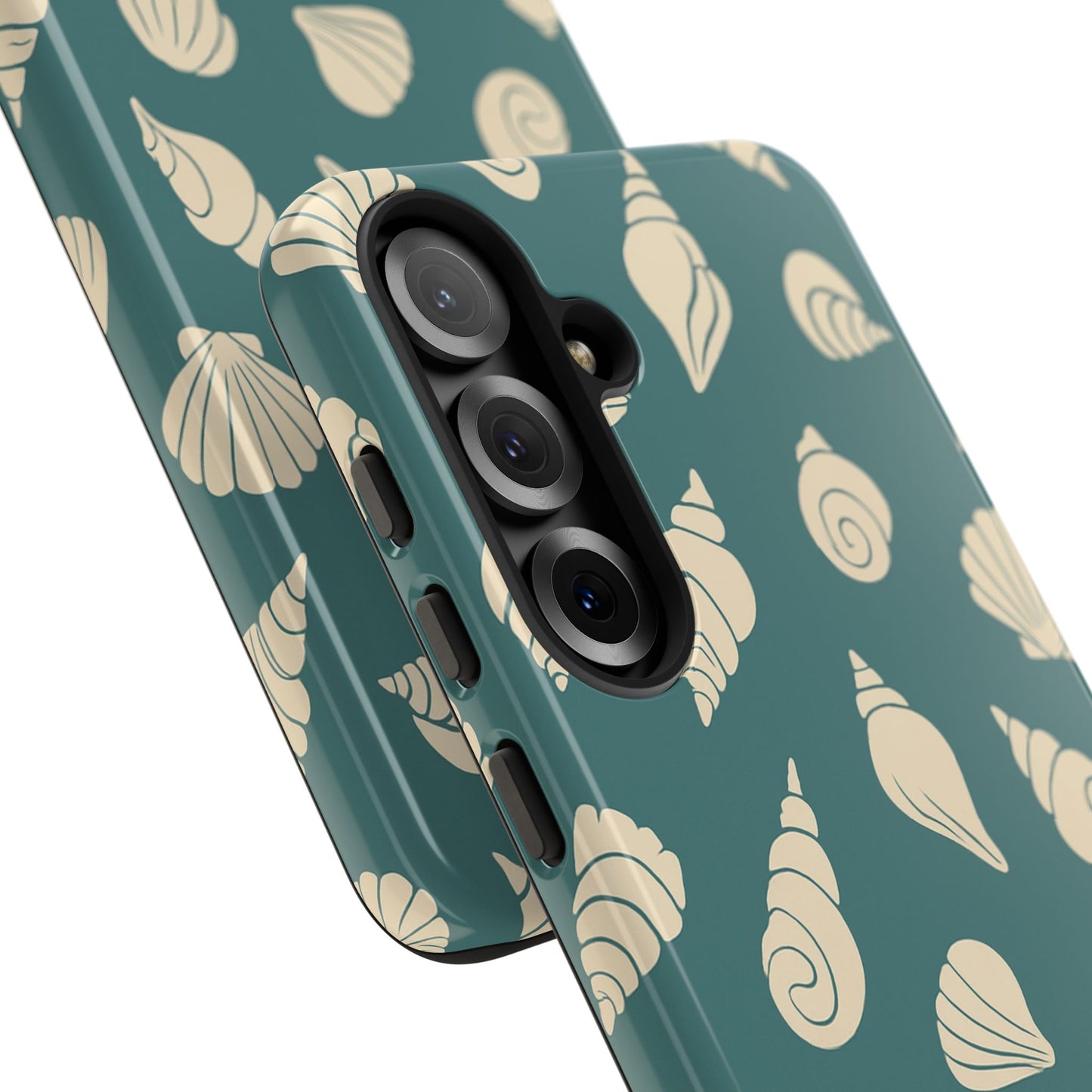 Seashell Pattern Phone Case | Teal Coastal Shells Tough Case for Iphone, Samsung Galaxy and Pixel