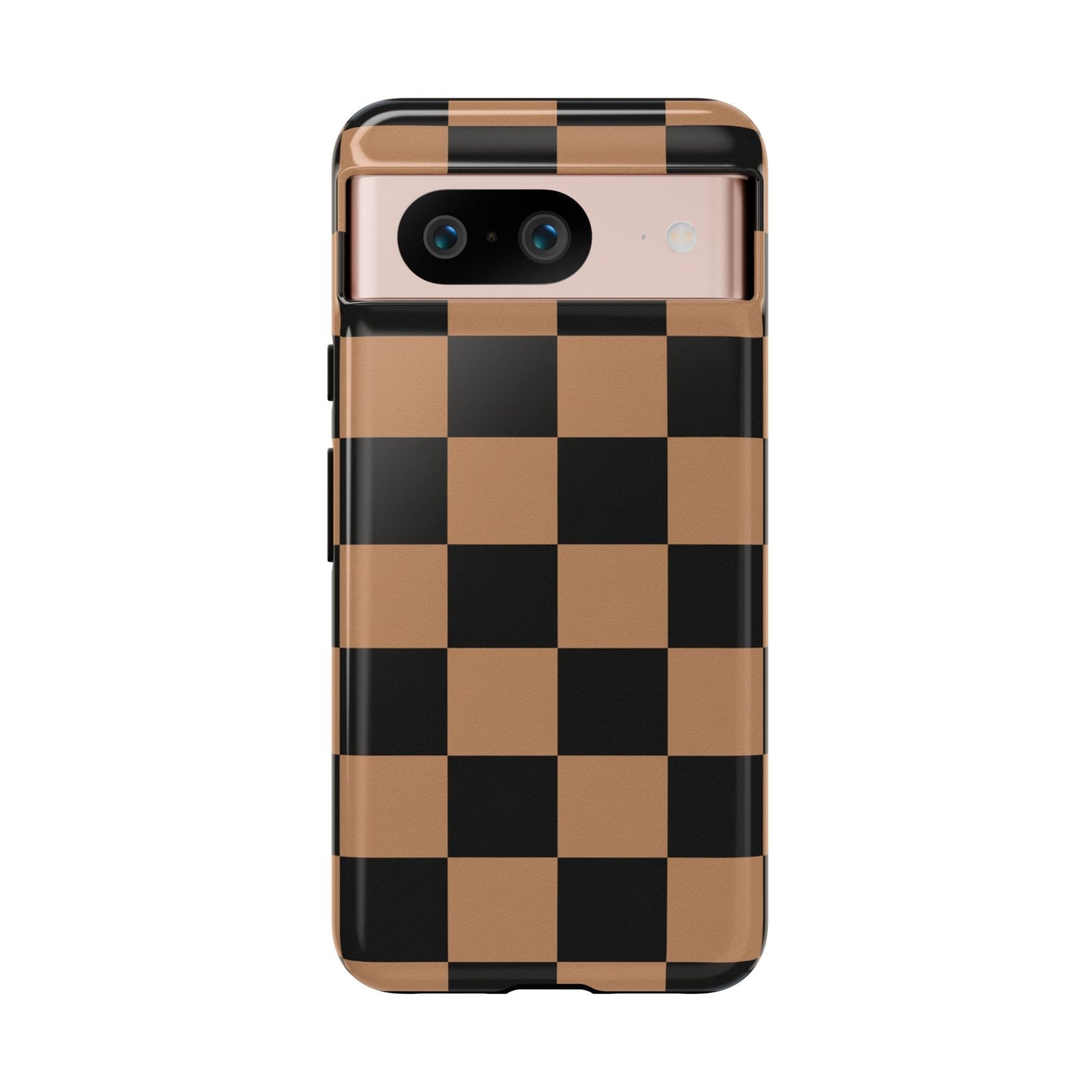 Brown Checkered Phone Case | Aesthetic Checkerboard iPhone & Samsung Tough Case