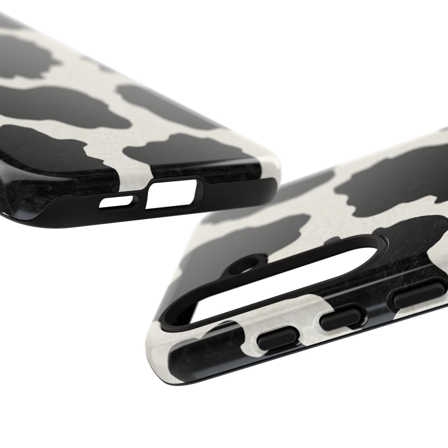 Black & White Cow Print Phone Case | Western Aesthetic iPhone & Samsung Tough Case