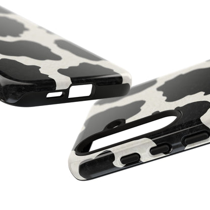 Black & White Cow Print Phone Case | Western Aesthetic iPhone & Samsung Tough Case