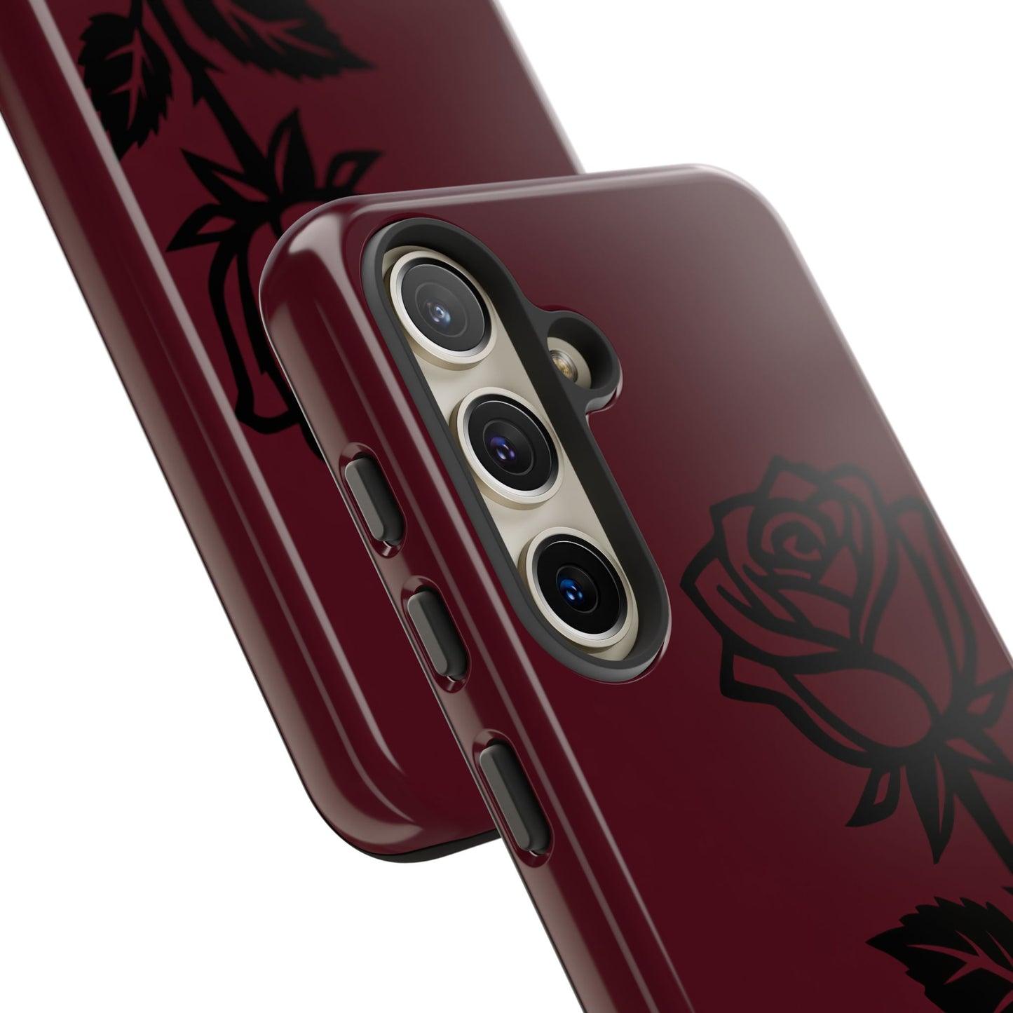 Black Rose Burgundy iPhone Case | Dark Aesthetic Shockproof Protective Cover