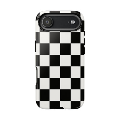 Black & White Checkerboard Phone Case – Classic Aesthetic Tough Protective Case for Iphone, Samsung Galaxy and Pixel