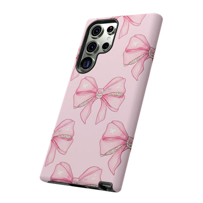 Pink Bow Pattern Phone Case | Coquette Aesthetic Tough Protective Case