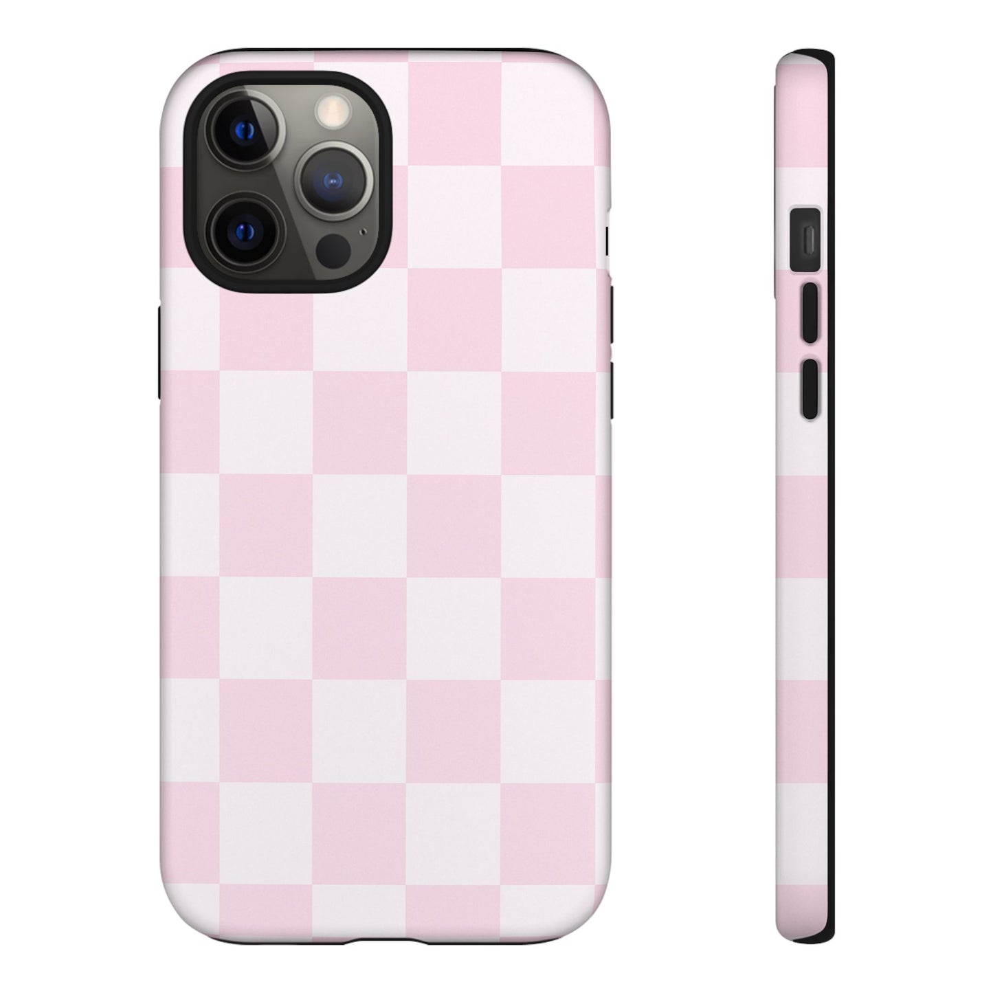 Light Pink Checkerboard Phone Case | Pastel Aesthetic Checkered iPhone & Samsung Tough Case