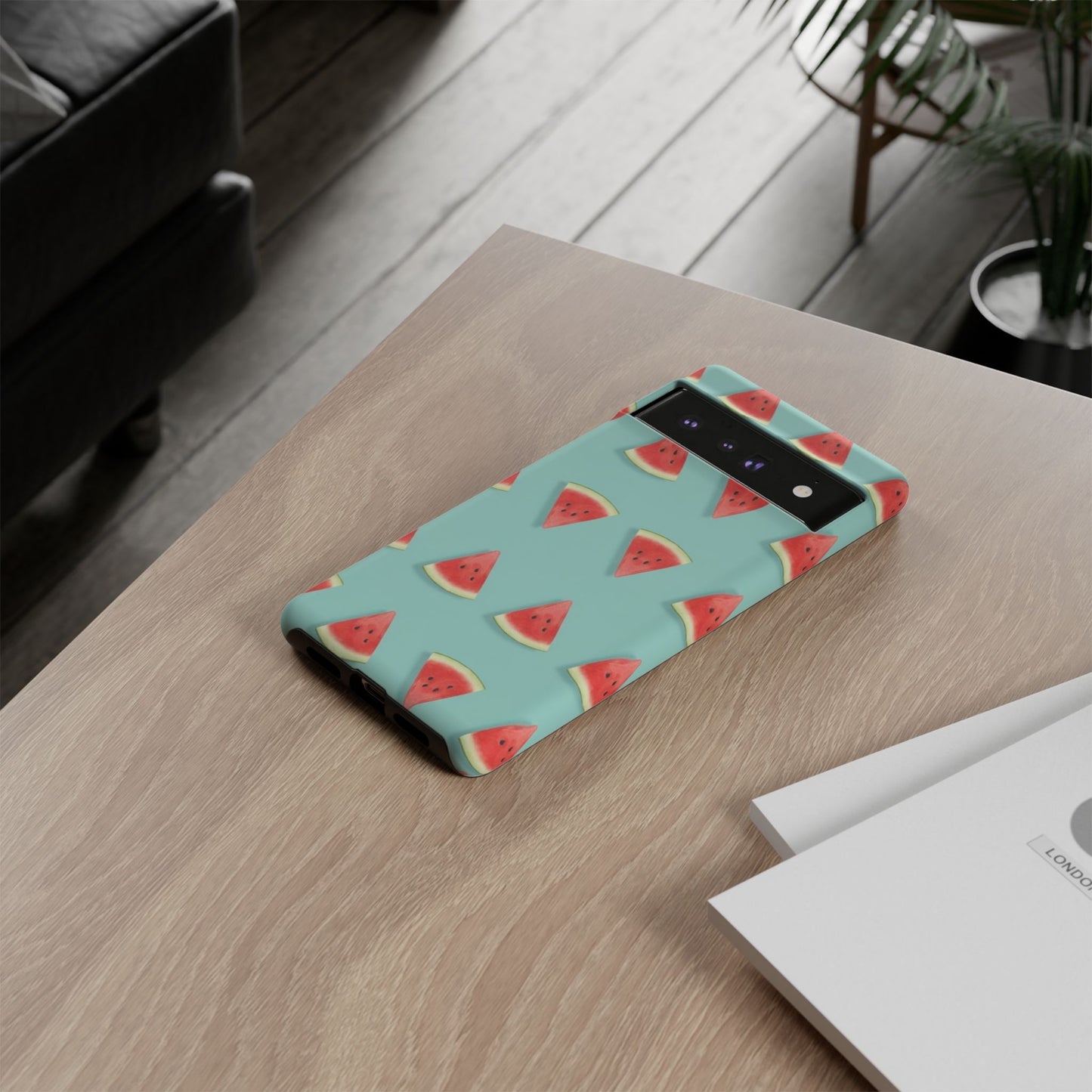 Watermelon Phone Case – Pastel Blue Summer Fruit Tough Case (iPhone, Samsung, Pixel)