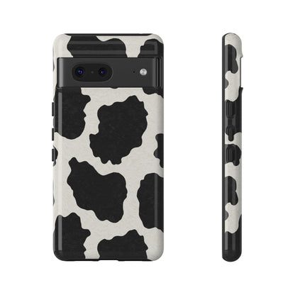Black & White Cow Print Phone Case | Western Aesthetic iPhone & Samsung Tough Case