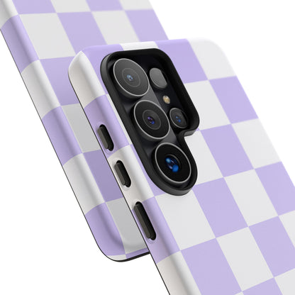 Lavender Checkerboard Phone Case | Pastel Aesthetic Checkered iPhone & Samsung Tough Case