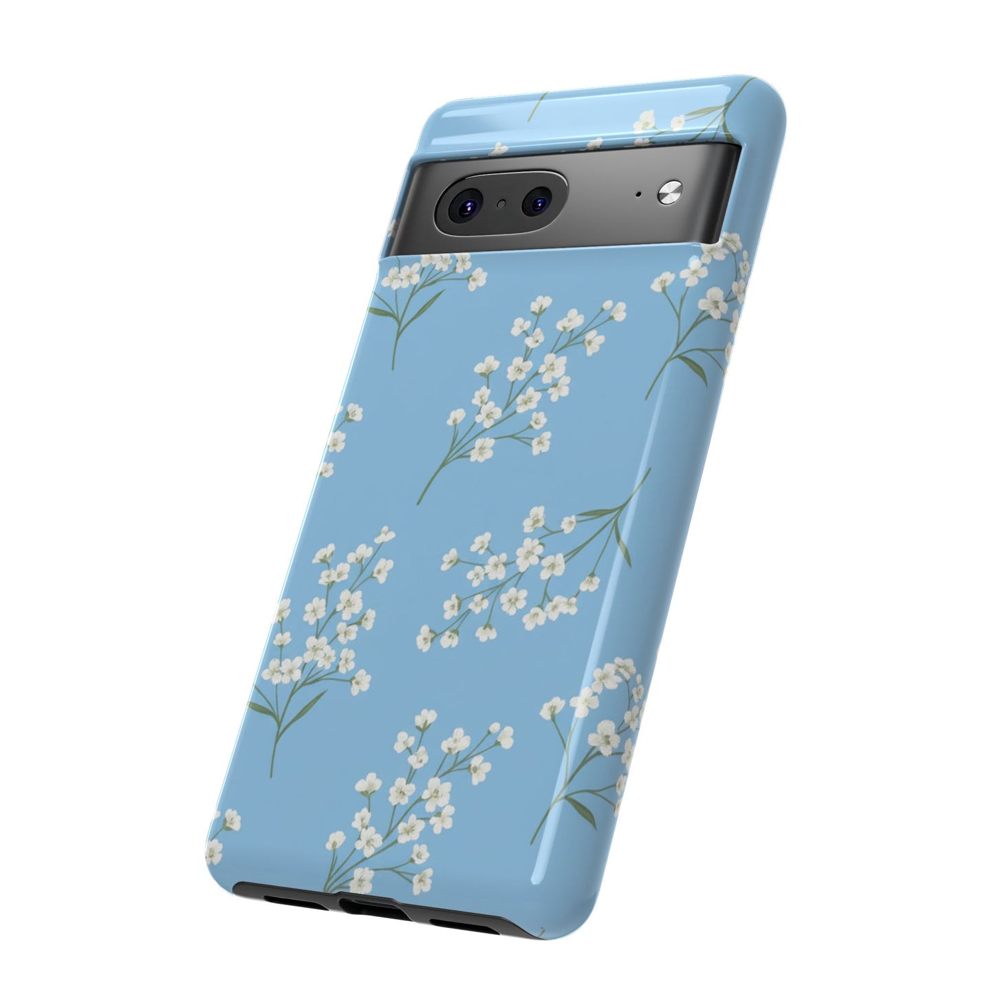 Baby’s Breath Floral Phone Case – Blue Minimal Flower Aesthetic Tough Case
