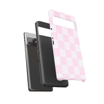 Light Pink Checkerboard Phone Case | Pastel Aesthetic Checkered iPhone & Samsung Tough Case