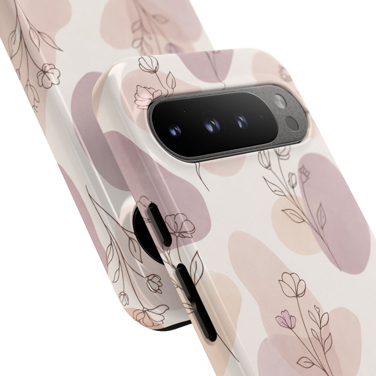 Blush Floral Phone Case Neutral Botanical Watercolor Tough Cover
