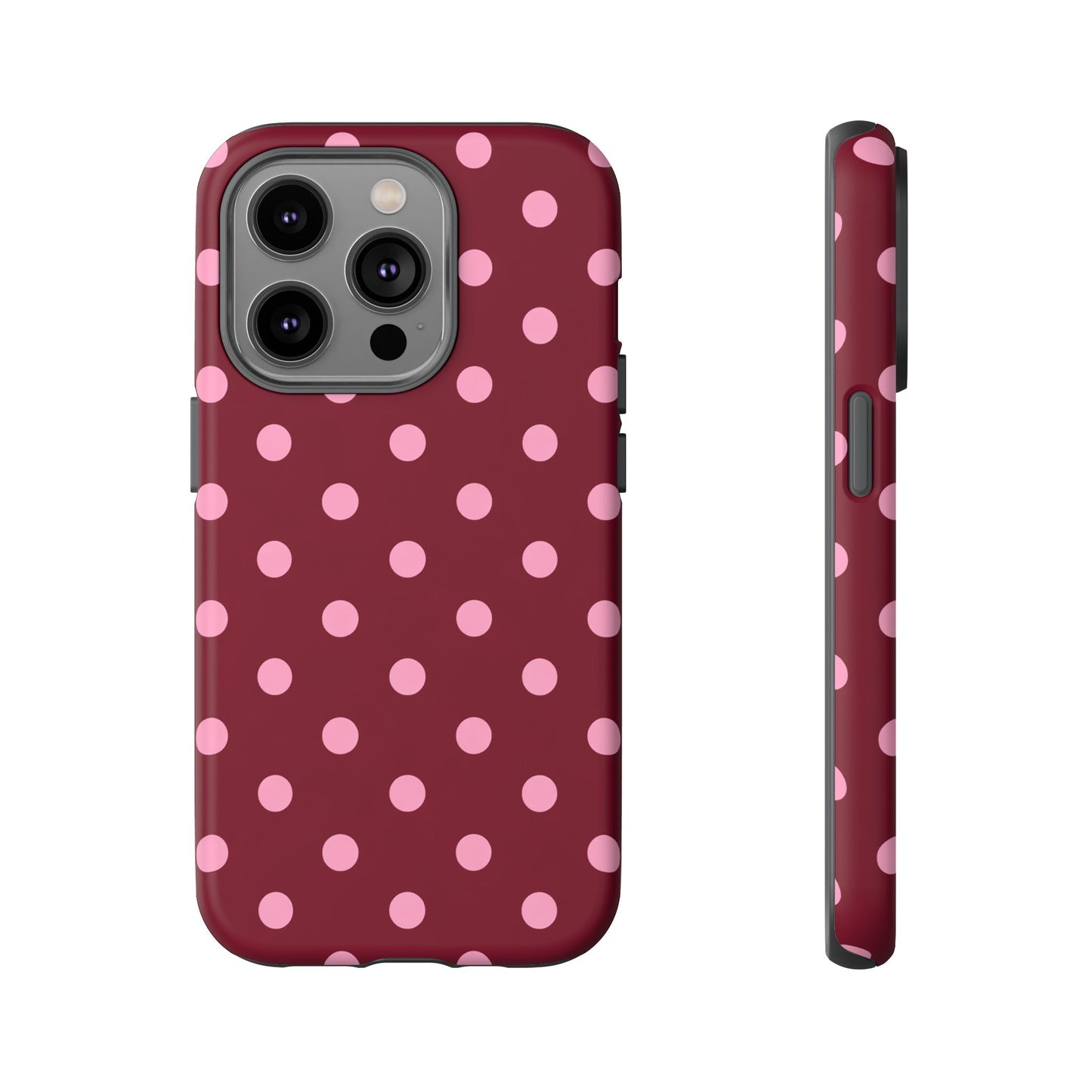 Pink Polka Dot Phone Case – Cute Aesthetic Tough Protective Phone Cover for Iphone, Samsung Galaxy and Pixel