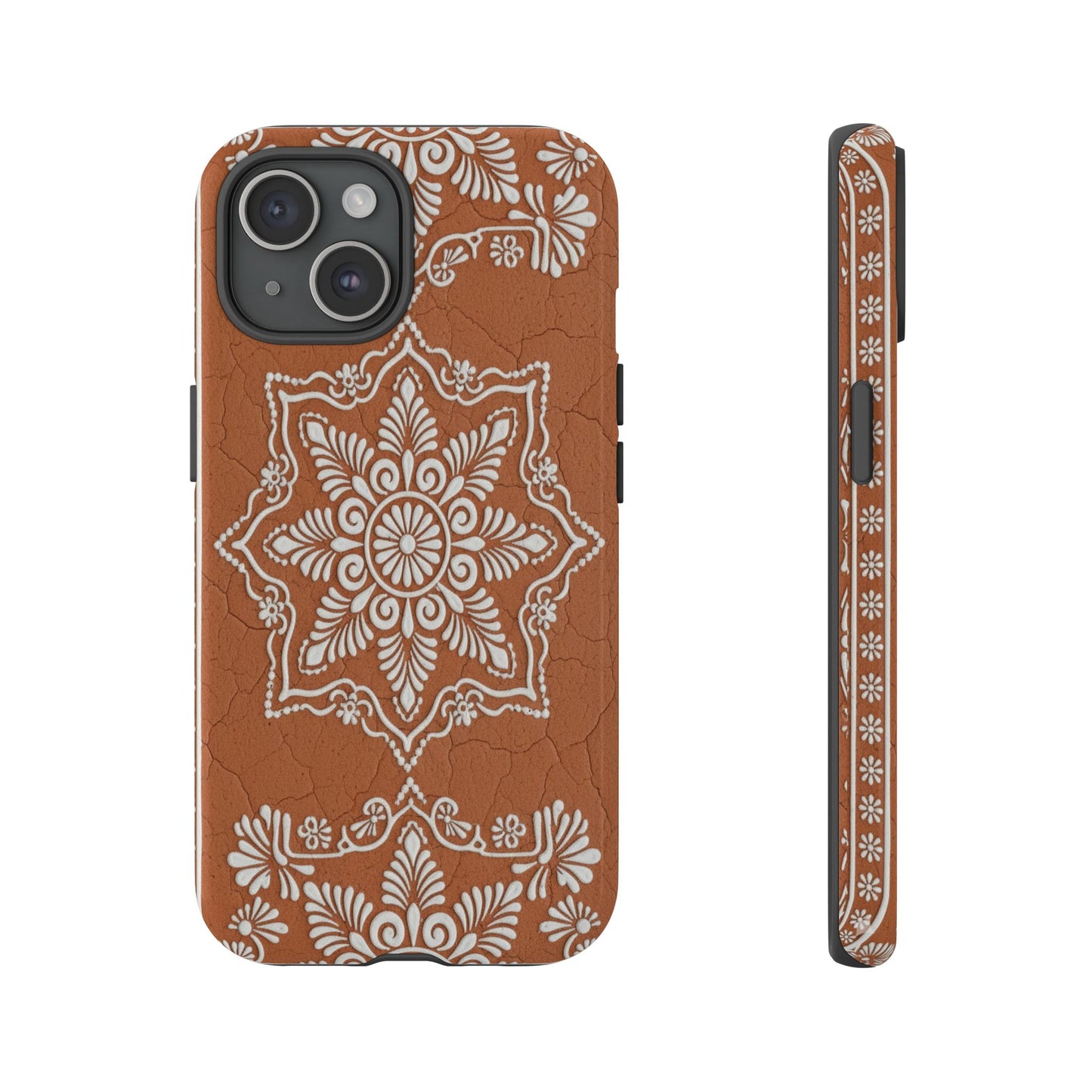 Talavera Terracotta Phone Case | Mexican Floral Pattern iPhone & Samsung Tough Case | Boho Clay Aesthetic Cover
