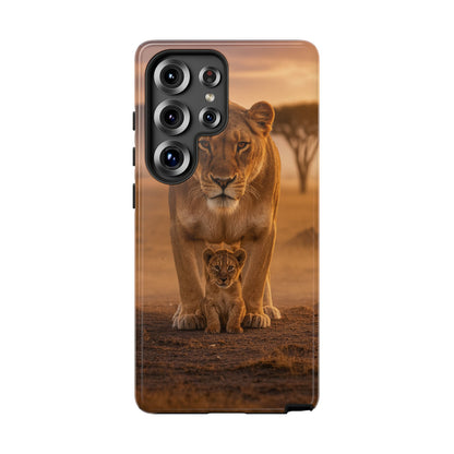 Lioness & Cub Phone Case | Safari Wildlife Tough Case for iPhone & Samsung
