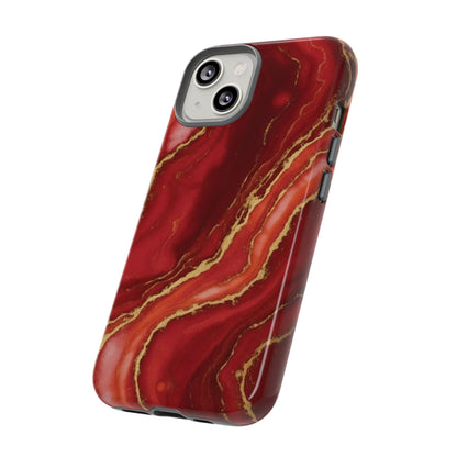 Red Agate Marble Phone Case with Gold Veins – Luxury Tough iPhone & Samsung Case