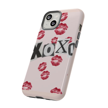 XOXO Kiss Print Phone Case | Coquette Valentine Aesthetic | Cute Pink Lipstick Kiss Tough Case for iPhone & Samsung