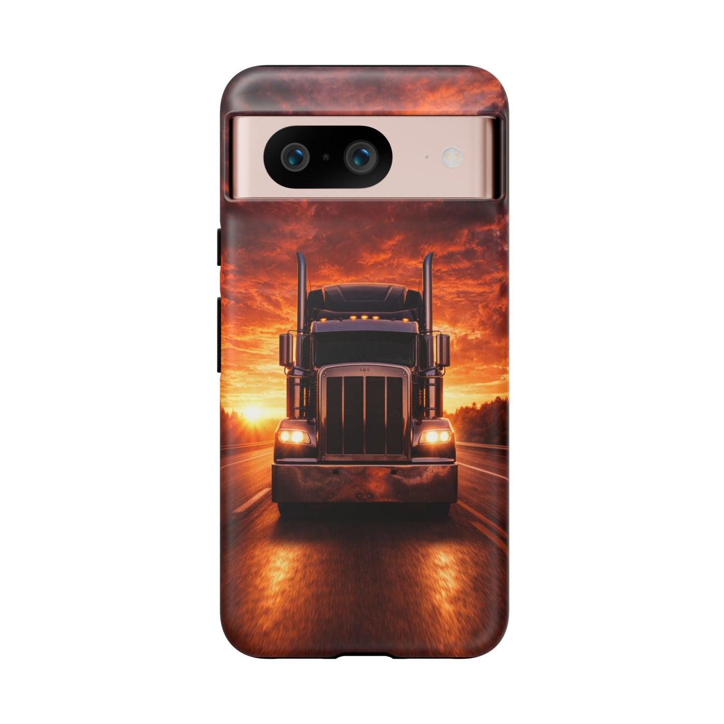 Big Rig Truck Phone Case Sunset Highway Semi Truck iPhone Samsung Cover