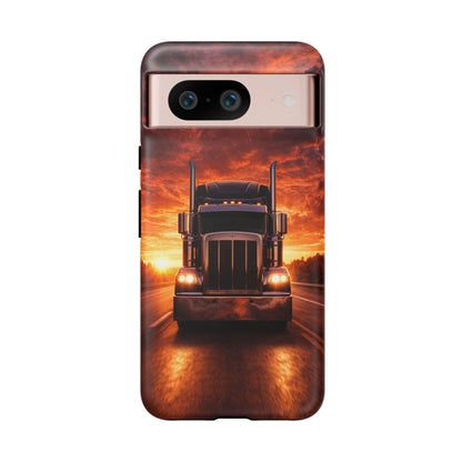 Big Rig Truck Phone Case Sunset Highway Semi Truck iPhone Samsung Cover
