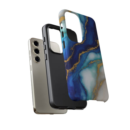 Blue & Gold Marble Phone Case – Luxury Resin Art Tough Case (iPhone, Samsung, Pixel)