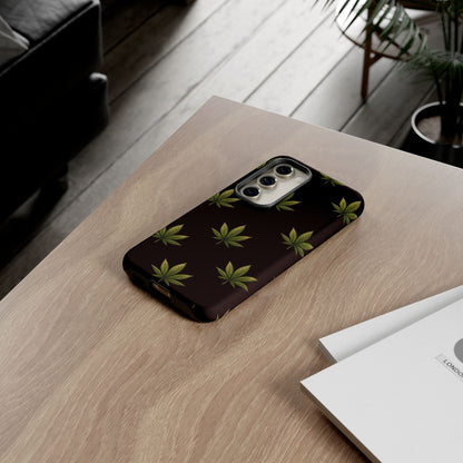 Cannabis Leaf Phone Case Green Weed Leaf Pattern Tough Protective Cover