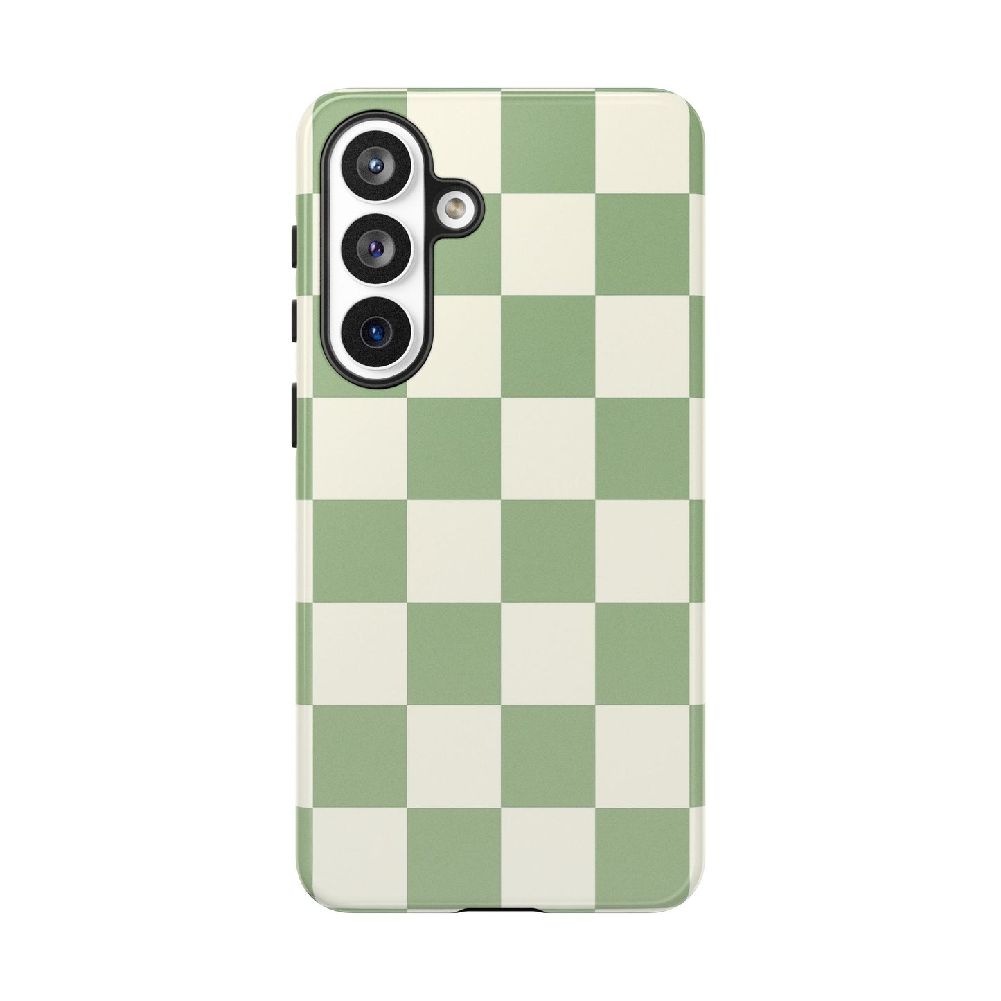 Sage Green Checkerboard Phone Case | Minimal Aesthetic Checkered iPhone & Samsung Tough Case
