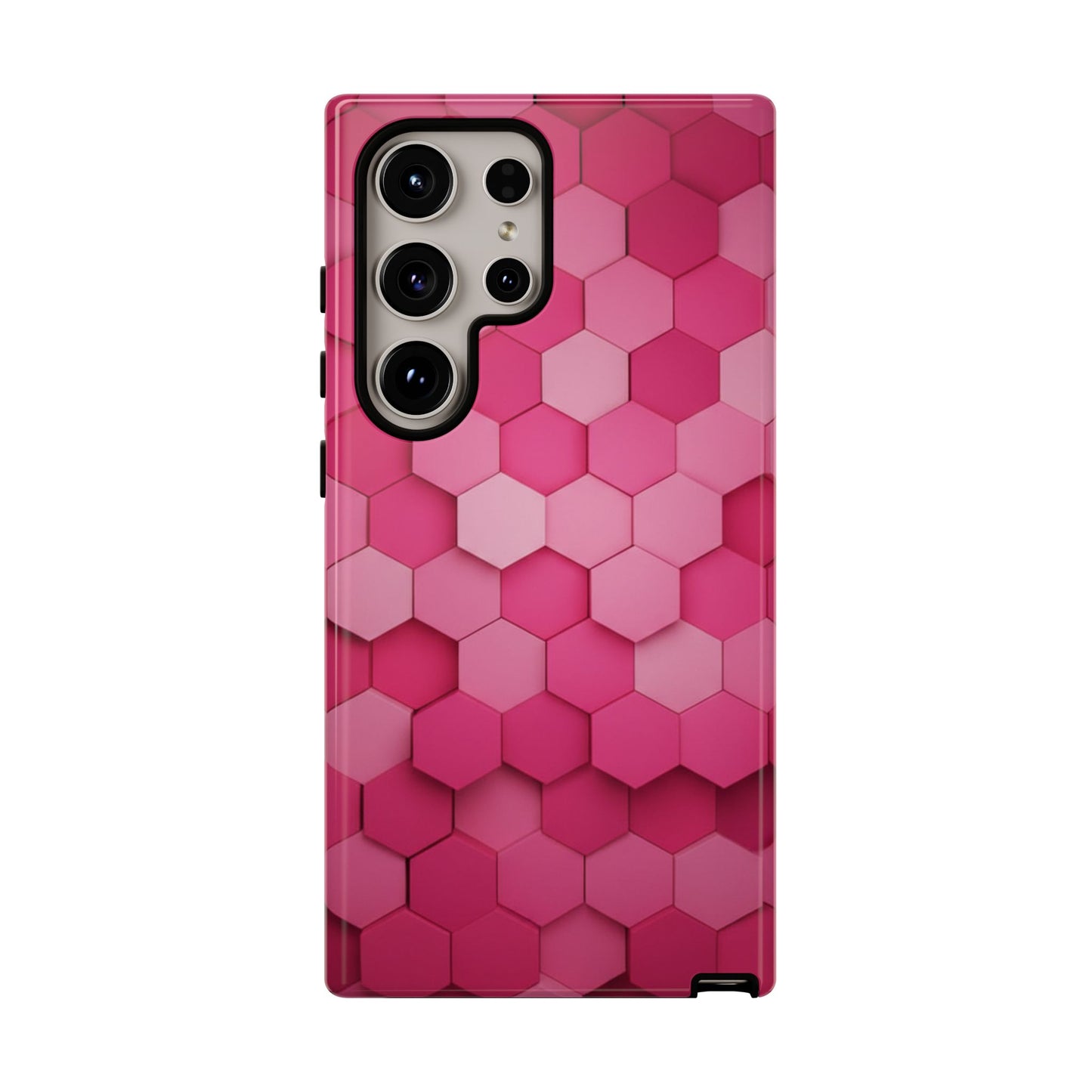 Hot Pink Hexagon Phone Case | Honeycomb Geometric Aesthetic | Cute Pink iPhone & Samsung Tough Protective Case