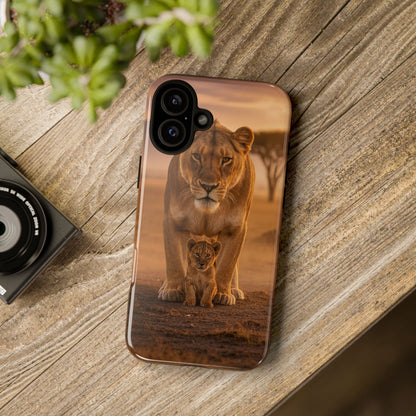 Lioness & Cub Phone Case | Safari Wildlife Tough Case for iPhone & Samsung