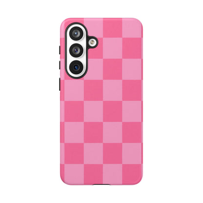 Pink Checkerboard Phone Case | Cute Aesthetic Checkered iPhone & Samsung Tough Case