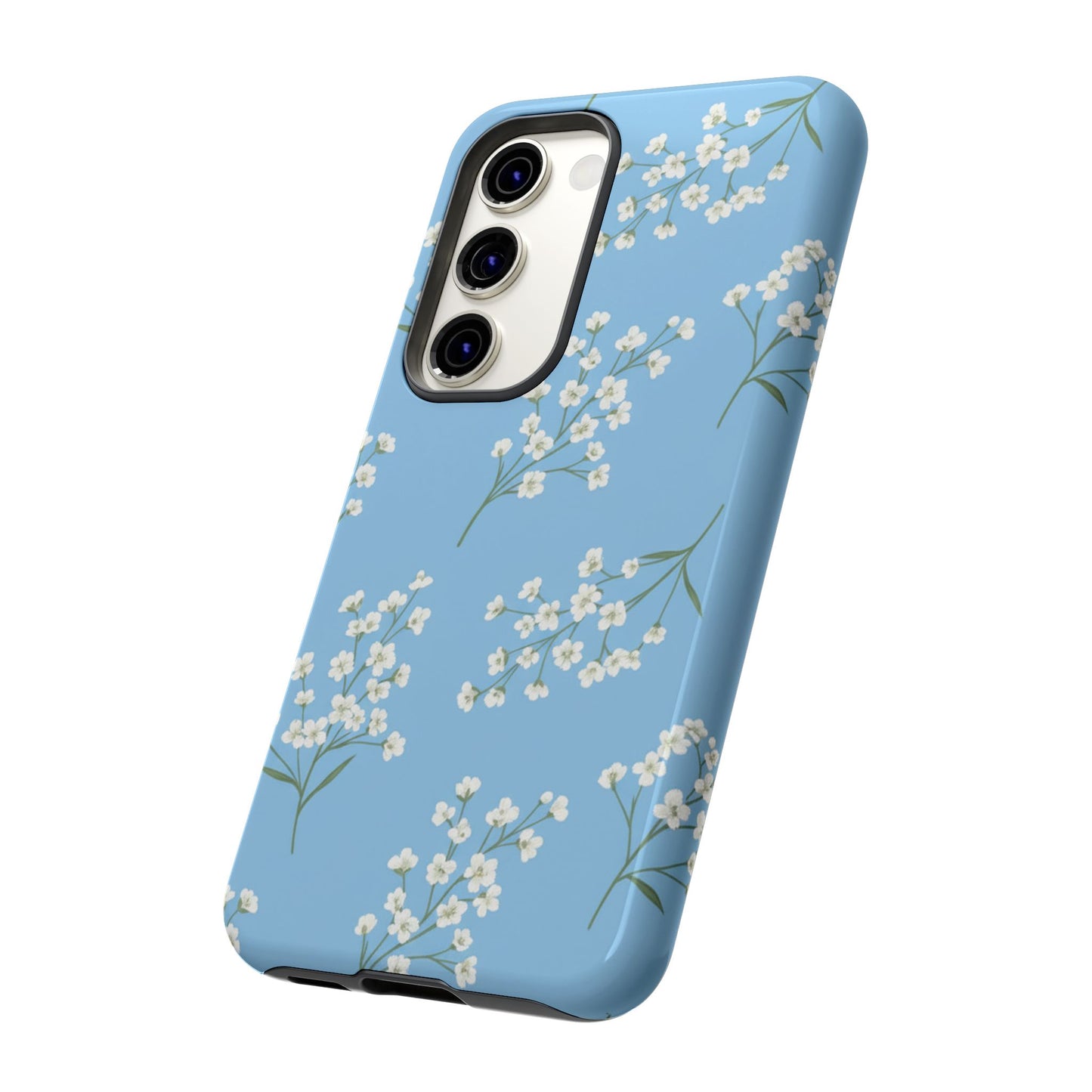 Baby’s Breath Floral Phone Case – Blue Minimal Flower Aesthetic Tough Case