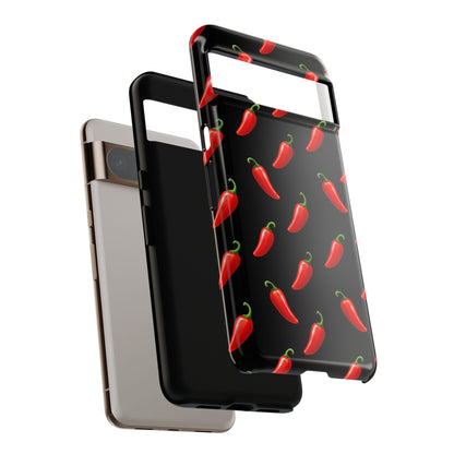 Spicy Chili Pepper Phone Case – Black Cute Hot Pepper Tough Cover for Iphone, Samsung Galaxy and Pixel
