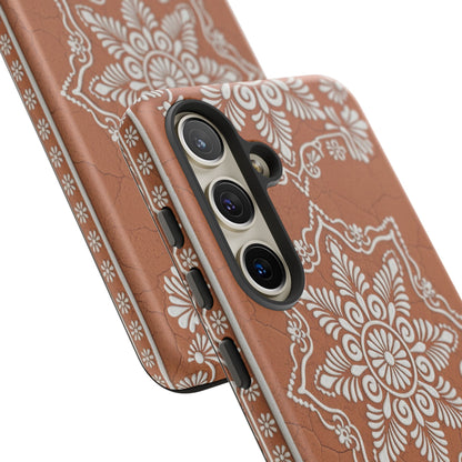 Talavera Terracotta Phone Case | Mexican Floral Pattern iPhone & Samsung Tough Case | Boho Clay Aesthetic Cover