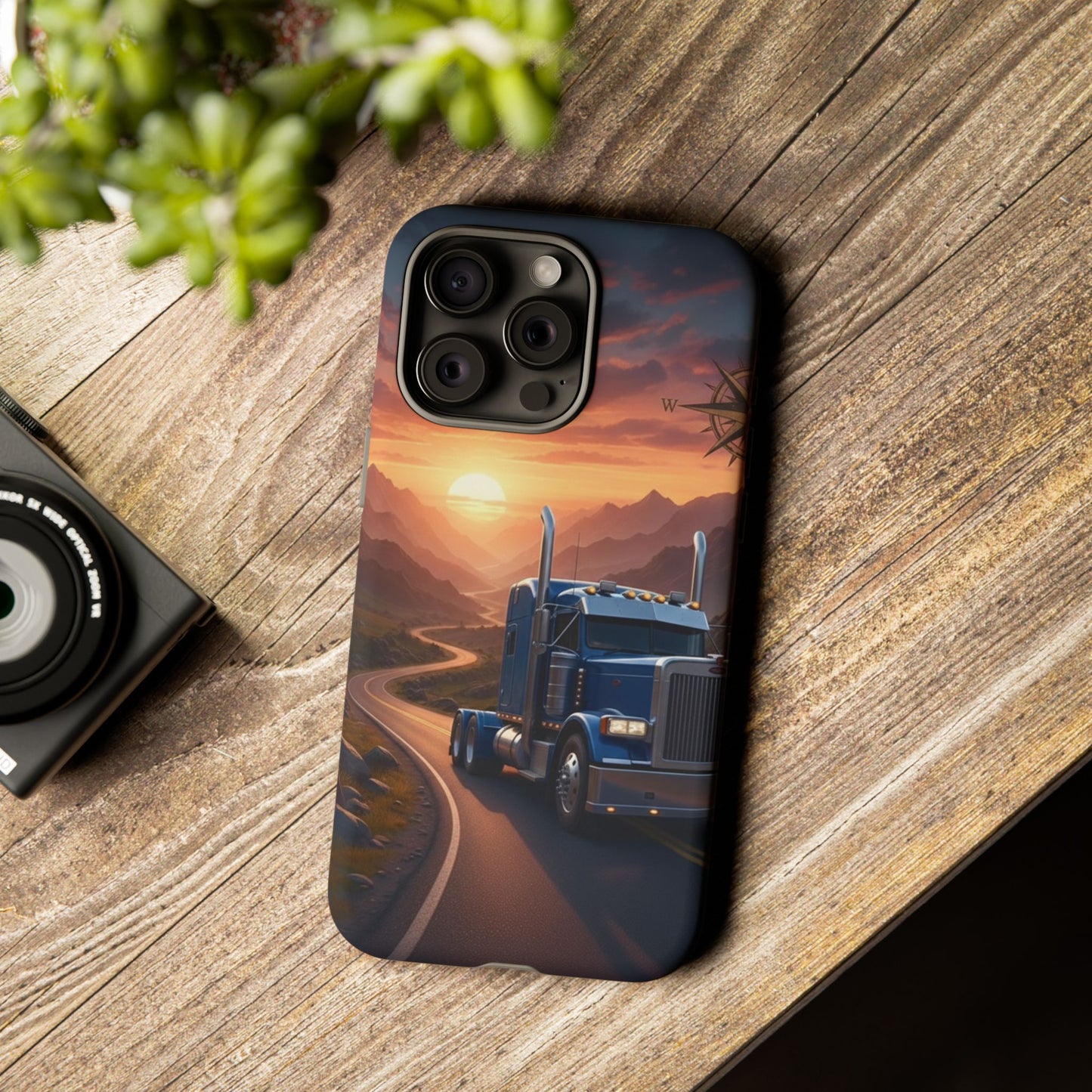 Semi Truck Sunset Phone Case | Trucker Gift | Diesel Truck Highway Road iPhone & Samsung Tough Protective Case