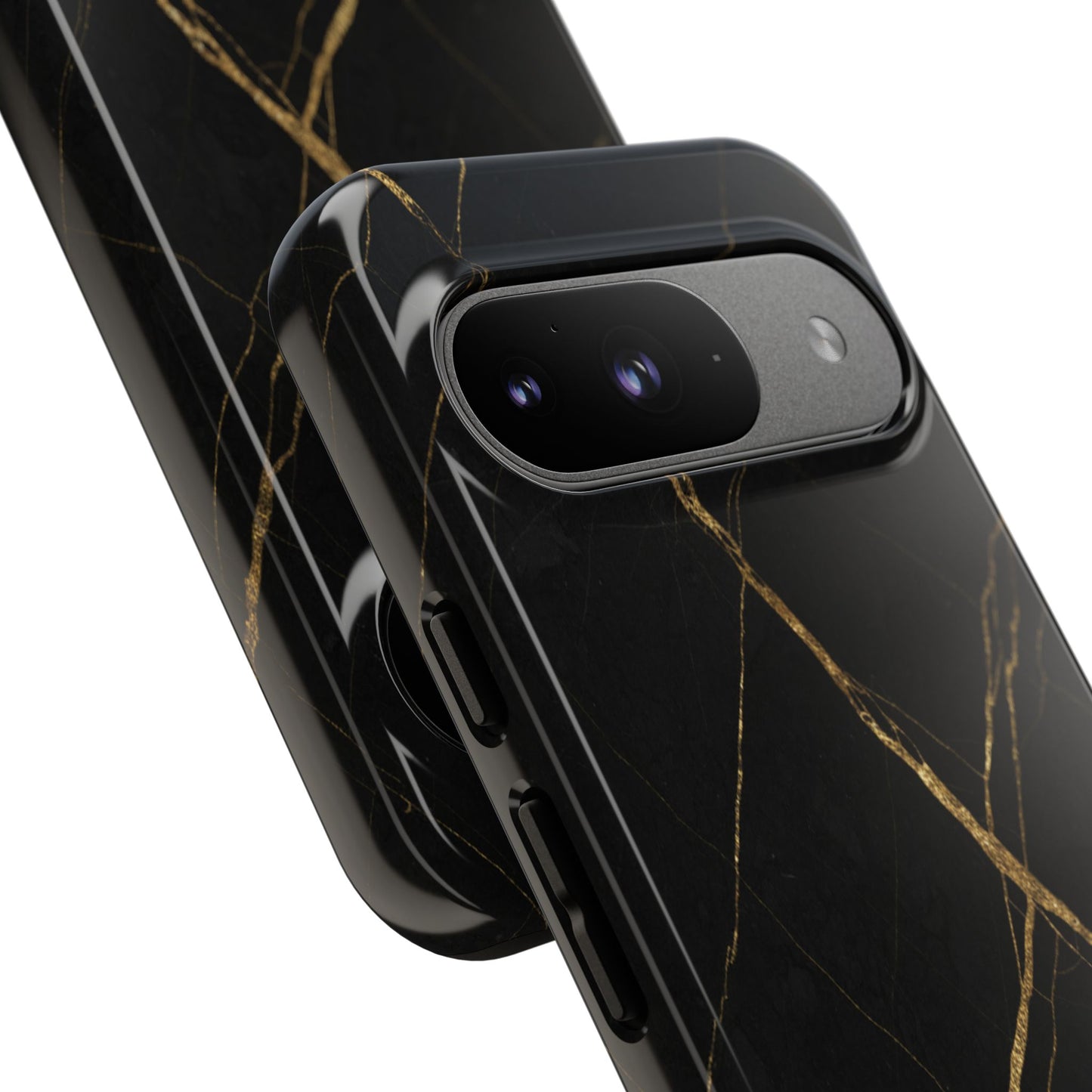 Black Marble Phone Case with Gold Veins – Luxury Minimal Aesthetic Tough Case