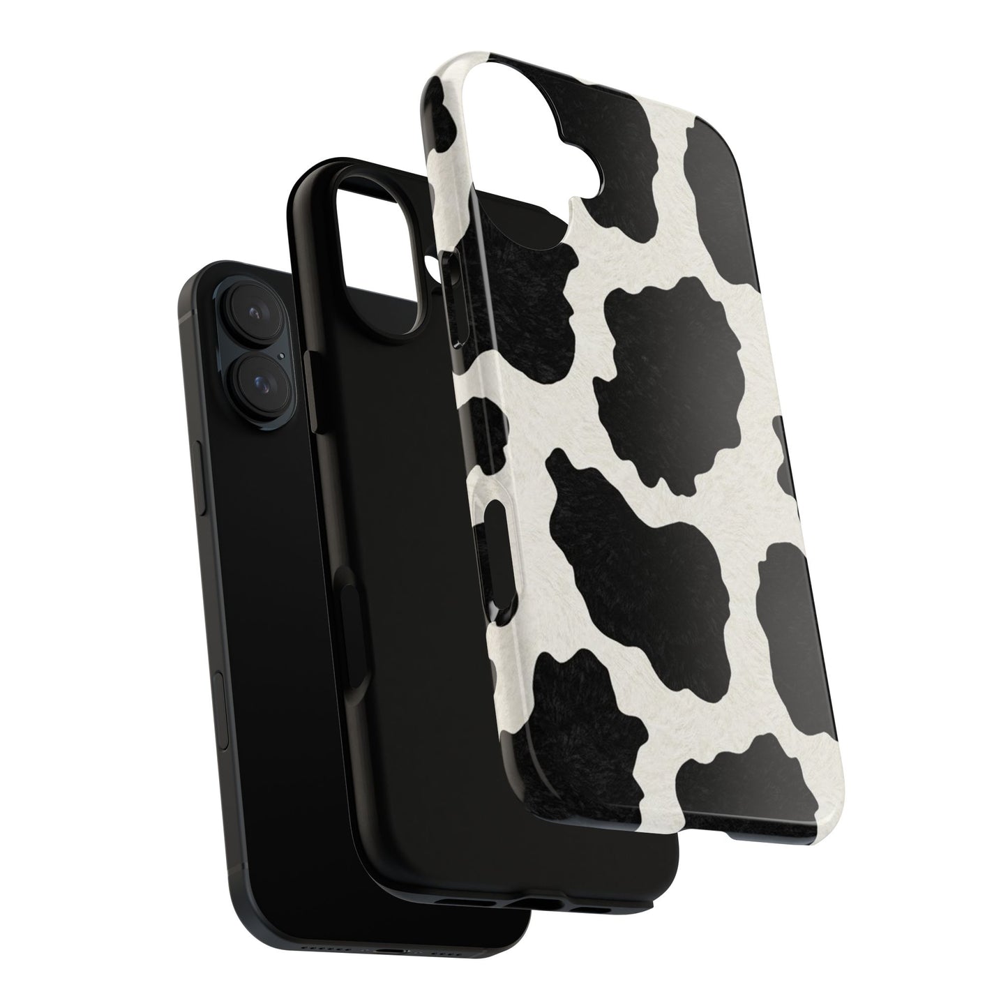 Black & White Cow Print Phone Case | Western Aesthetic iPhone & Samsung Tough Case