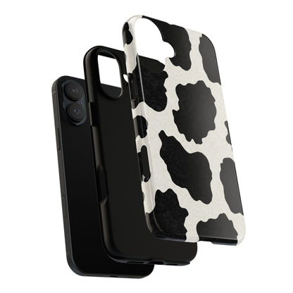 Black & White Cow Print Phone Case | Western Aesthetic iPhone & Samsung Tough Case
