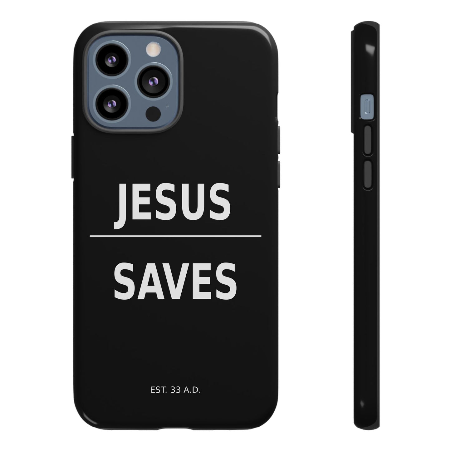 Jesus Saves Phone Case Christian Religious Minimalist Black Tough Cover