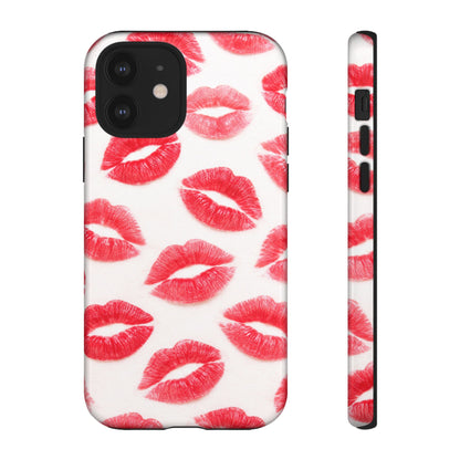 Red Lipstick Kiss Phone Case – Sexy Lip Print Pattern Tough Protective Cover