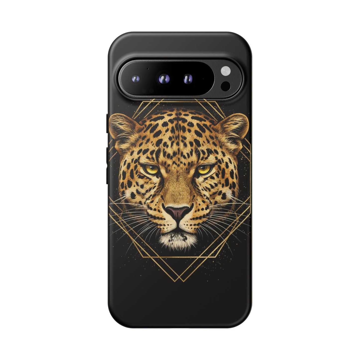 Leopard Phone Case – Black Gold Leopard Head Luxury Animal Tough Case