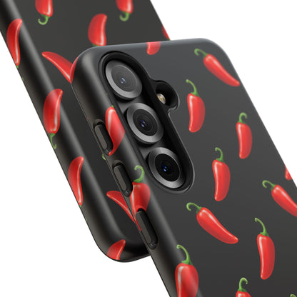 Spicy Chili Pepper Phone Case – Black Cute Hot Pepper Tough Cover for Iphone, Samsung Galaxy and Pixel