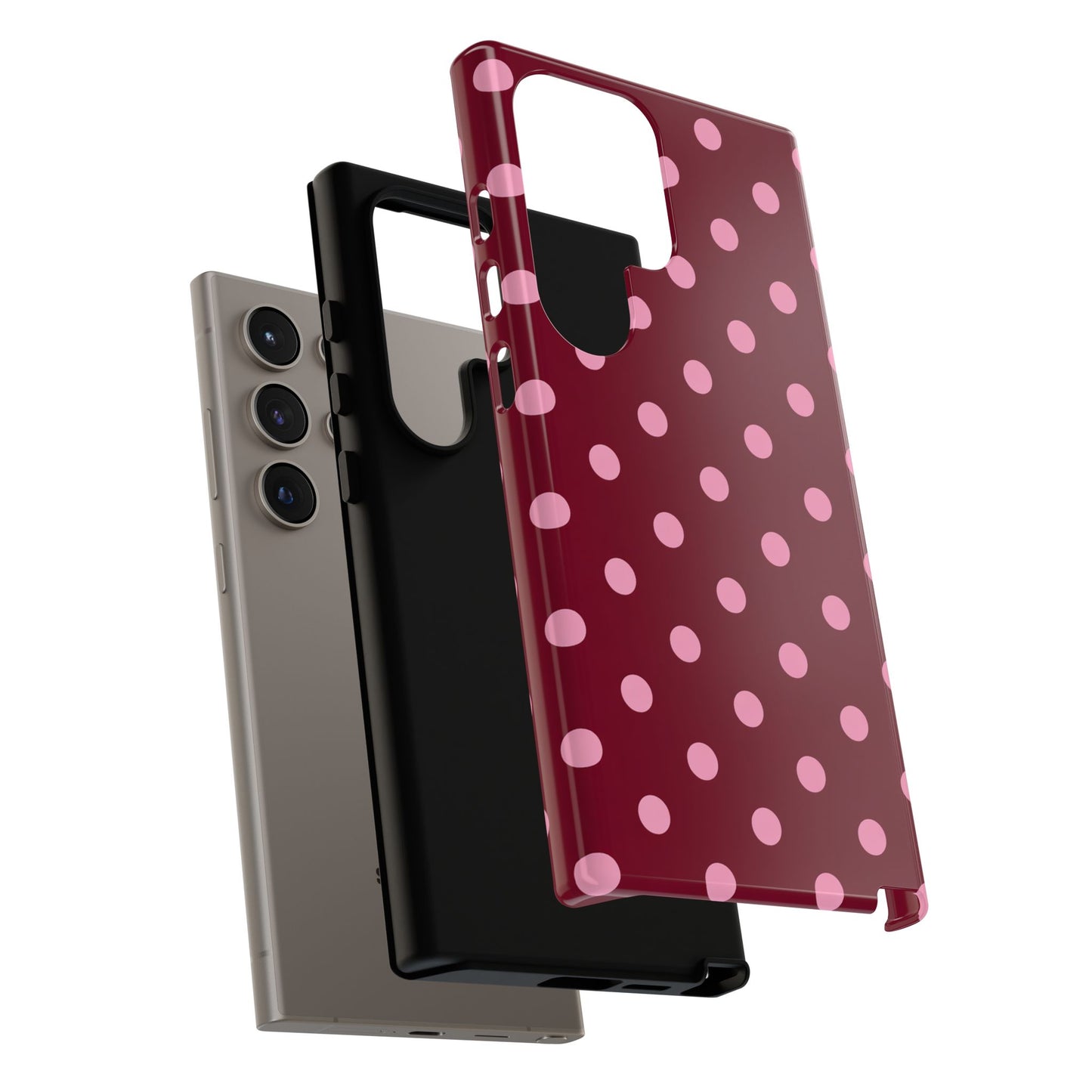 Pink Polka Dot Phone Case – Cute Aesthetic Tough Protective Phone Cover for Iphone, Samsung Galaxy and Pixel