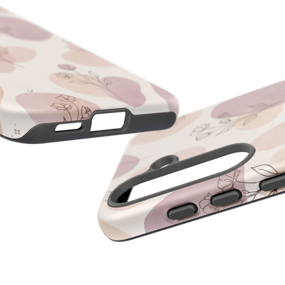 Blush Floral Phone Case Neutral Botanical Watercolor Tough Cover
