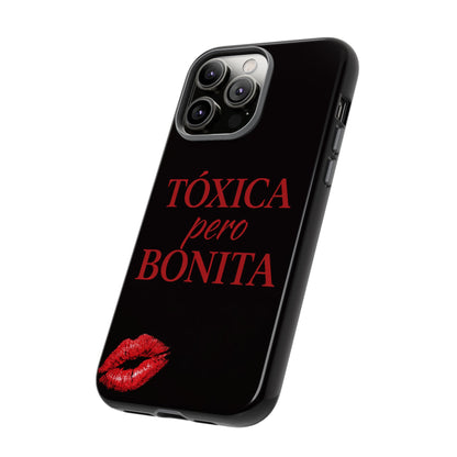 Toxica Pero Bonita Phone Case, Latina Quote Case, Red Lips Aesthetic, Spanish Saying Case, Trendy Tough Cover