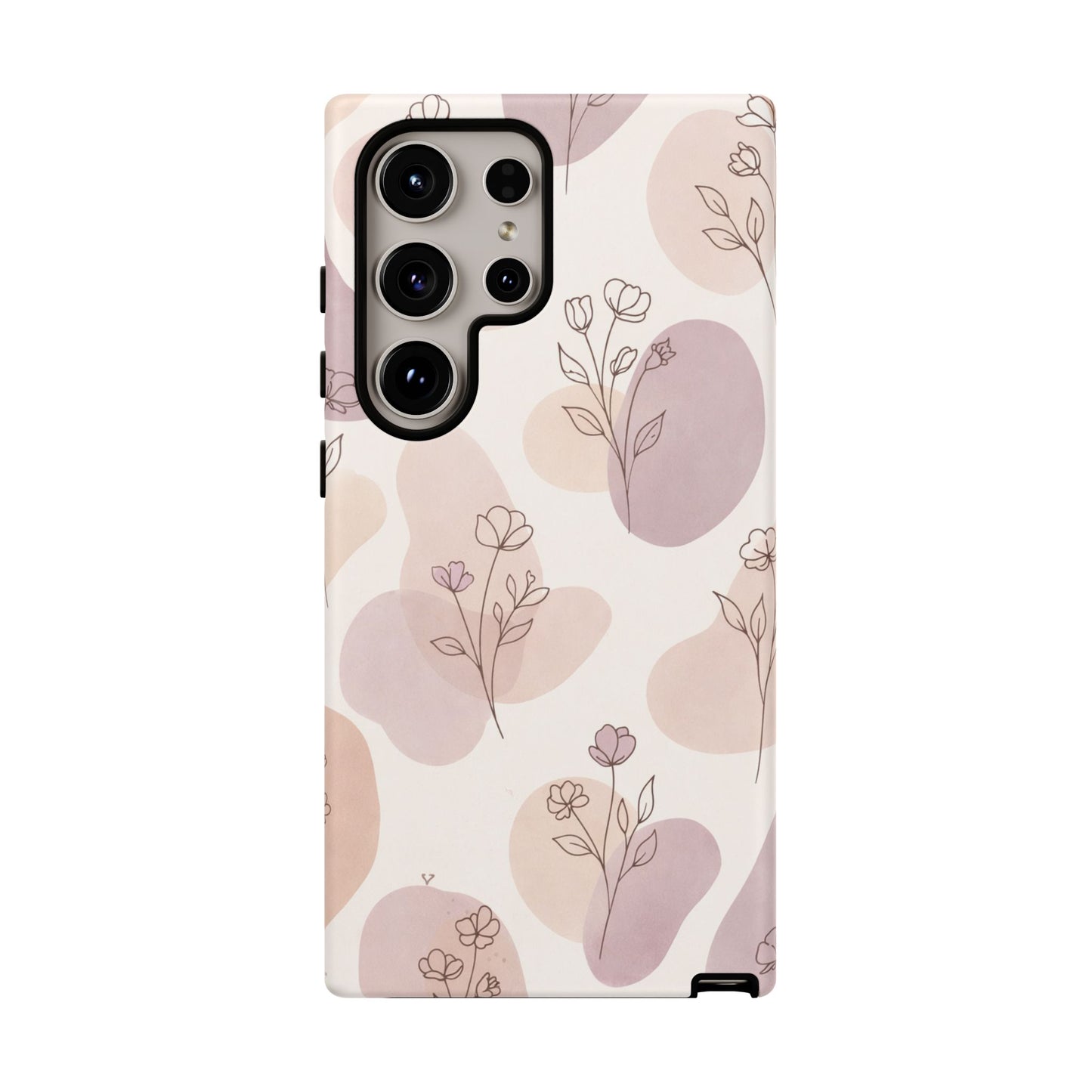 Blush Floral Phone Case Neutral Botanical Watercolor Tough Cover
