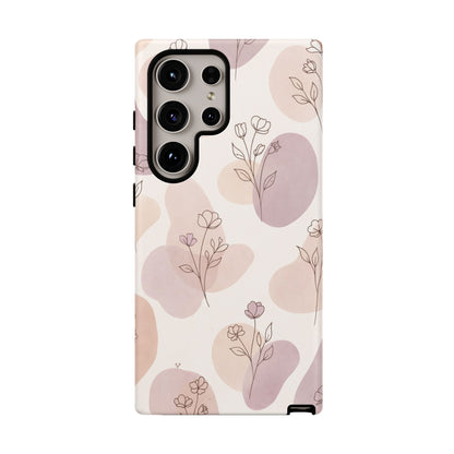 Blush Floral Phone Case Neutral Botanical Watercolor Tough Cover