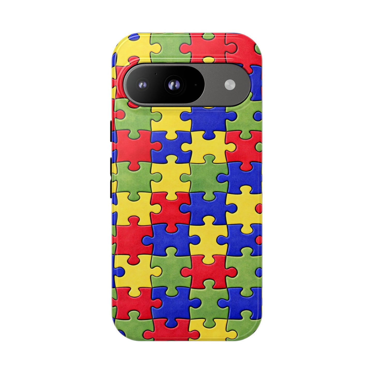 Colorful Puzzle Phone Case, Autism Awareness Jigsaw Design, Tough Protective Case, iPhone & Samsung Case, Vibrant Puzzle Pattern